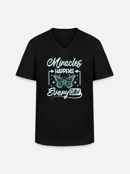 Miracles happens every day - Men's V-Neck T-Shirt - black
