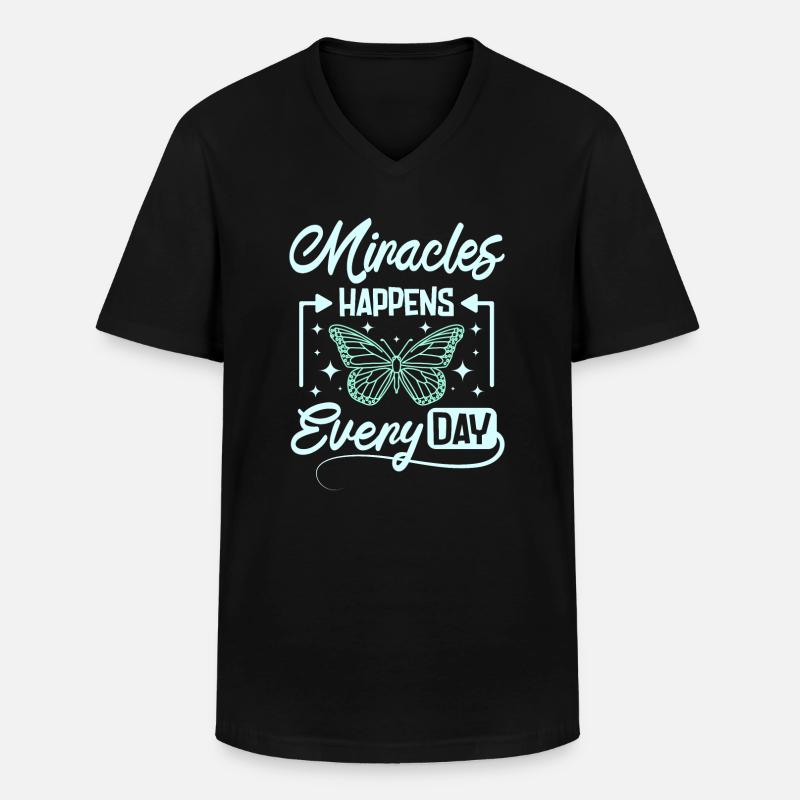 Miracles happens every day - Männer-T-Shirt mit V-Ausschnitt - Schwarz