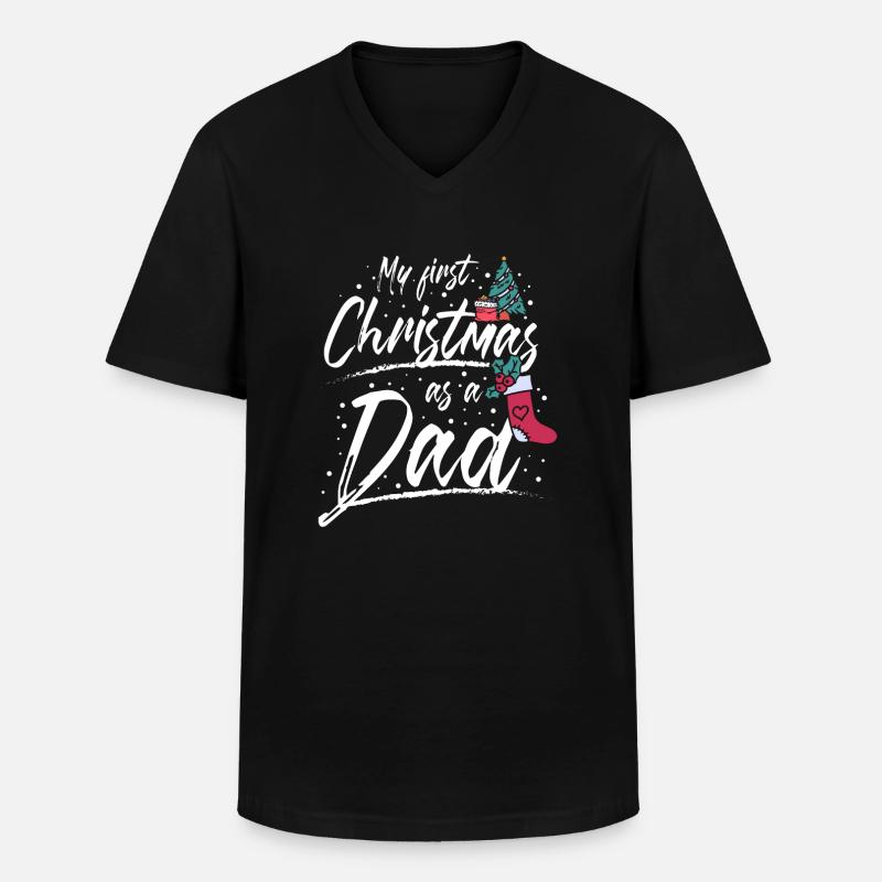 First christmas as a dad - Männer-T-Shirt mit V-Ausschnitt - Schwarz