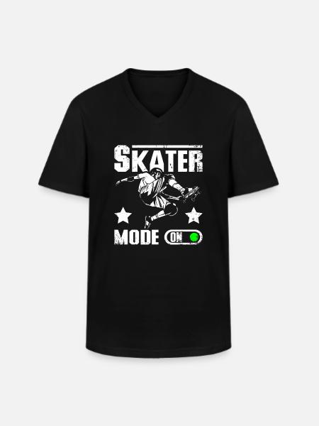Mode patineur activé - T-shirt col V Homme - noir