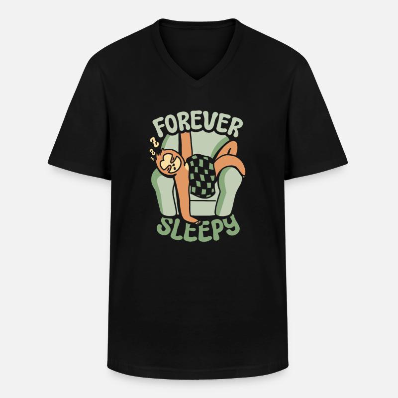 Immer ein verschlafenes Faultier - Männer-T-Shirt mit V-Ausschnitt - Schwarz