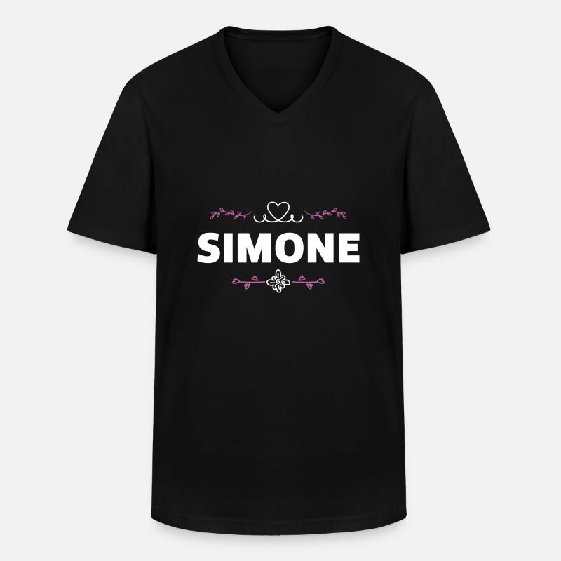 Simone - Männer-T-Shirt mit V-Ausschnitt - Schwarz
