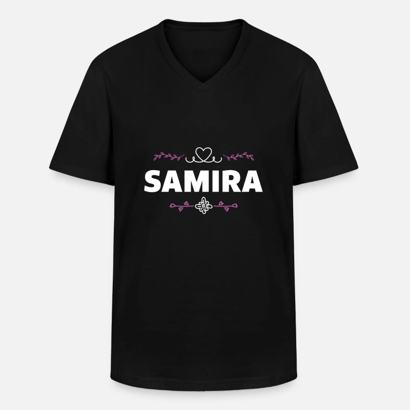 Samira - Männer-T-Shirt mit V-Ausschnitt - Schwarz
