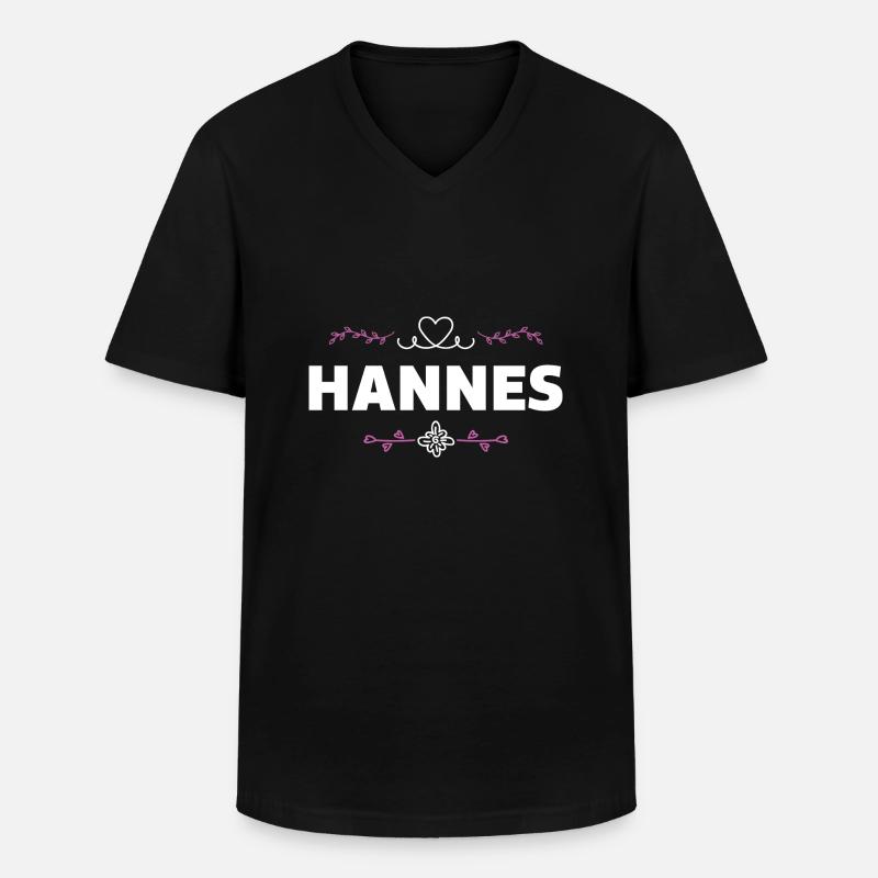 Hannes - Männer-T-Shirt mit V-Ausschnitt - Schwarz