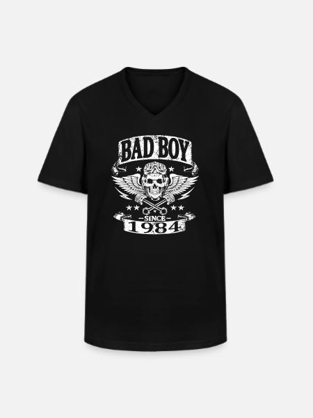 Bad boy since 1984 - T-shirt col V Homme - noir