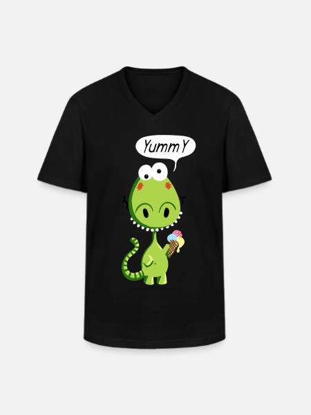 Yummy Drache - Männer-T-Shirt mit V-Ausschnitt - Schwarz
