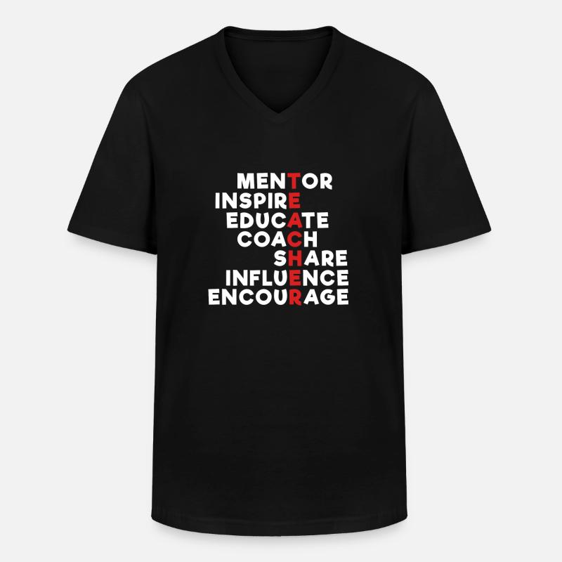 Enseignant Enseignant Mentor Inspire Coach Partager Éduquer - T-shirt col V Homme - noir