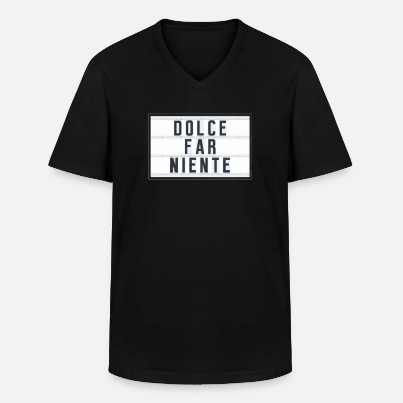 DOLCE FAR NIENTE - Männer-T-Shirt mit V-Ausschnitt - Schwarz