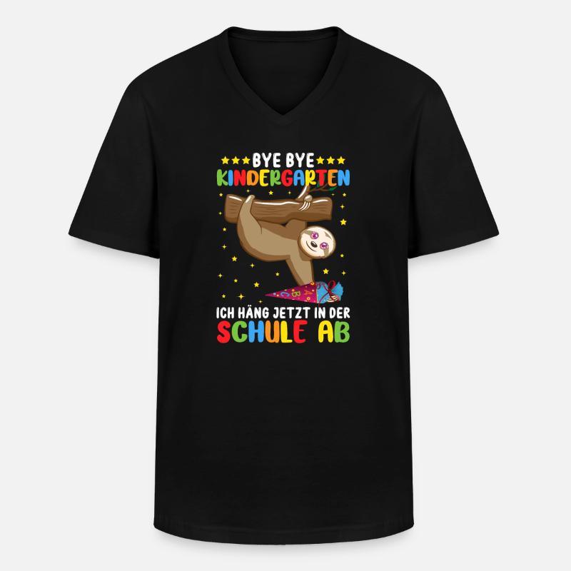 Schulanfang Faultier Einschulung Geschenk - Männer-T-Shirt mit V-Ausschnitt - Schwarz