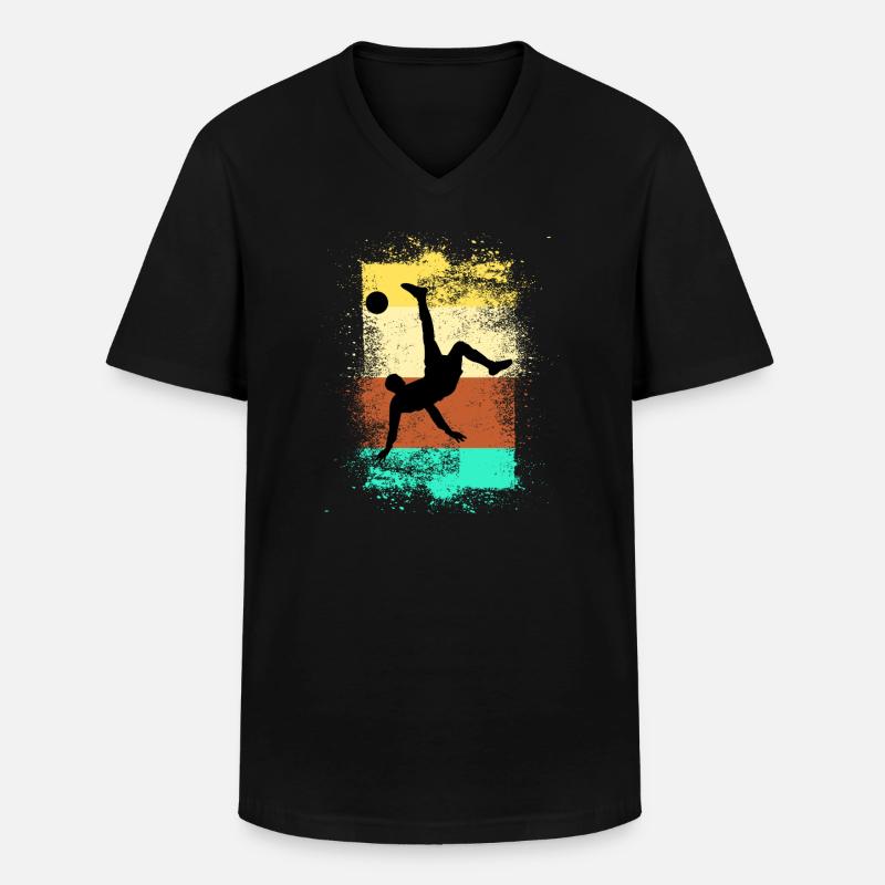 Fußball - Männer-T-Shirt mit V-Ausschnitt - Schwarz