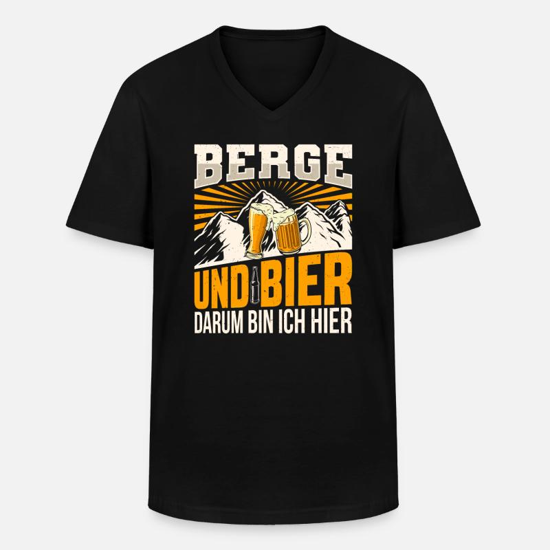 Berge Bier Wandern - Männer-T-Shirt mit V-Ausschnitt - Schwarz