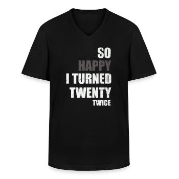 Si heureux que j’ai eu vingt-deux ans - T-shirt col V Homme - noir - Devant - AI Model Male 178 dark (178cm)