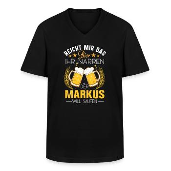 Markus - Männer-T-Shirt mit V-Ausschnitt - Schwarz - Vorne - AI Model Male 178 dark (178cm)
