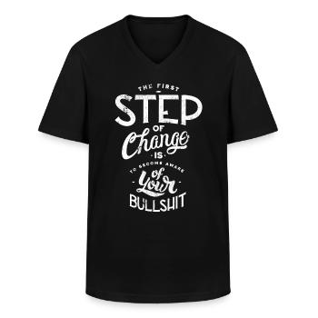 SCHWACHSINN MIST BLÖDSINN SCHEIßE SPRÜCHE MOTIV - Männer-T-Shirt mit V-Ausschnitt - Schwarz - Vorne - AI Model Male 178 dark (178cm)
