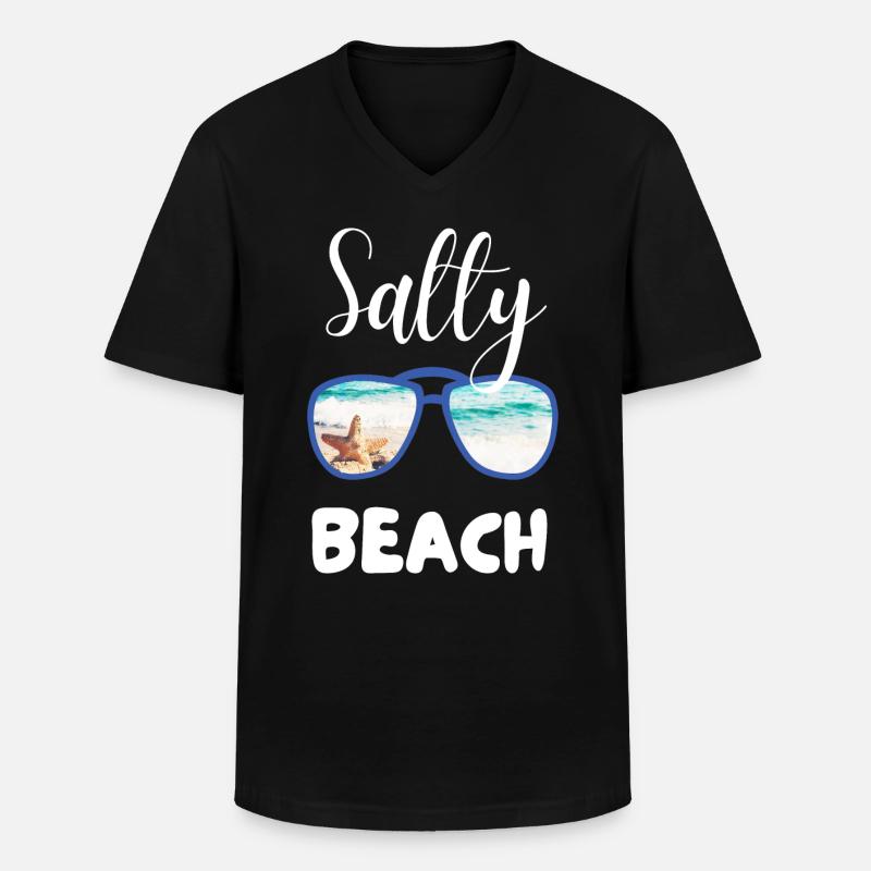 SALZIGER STRAND - Männer-T-Shirt mit V-Ausschnitt - Schwarz