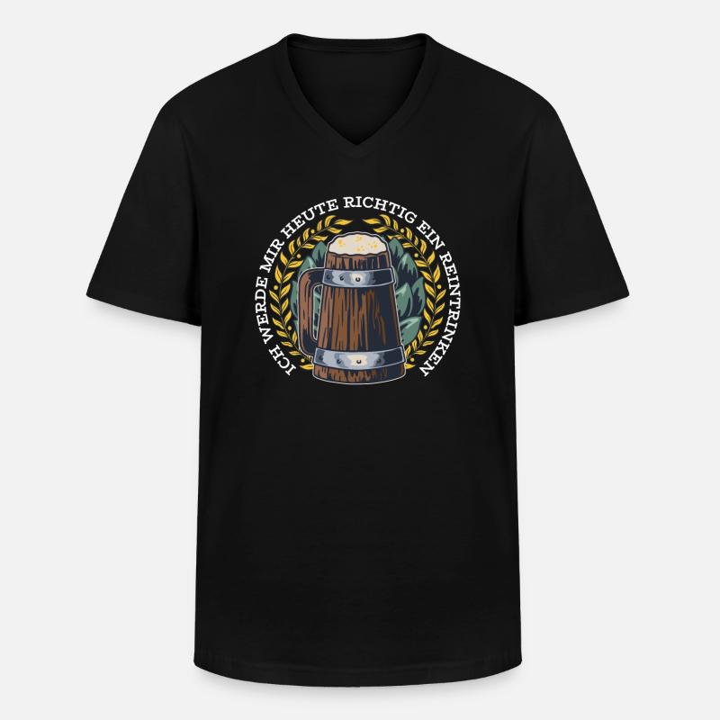 Saufen Bier JGA - Männer-T-Shirt mit V-Ausschnitt - Schwarz
