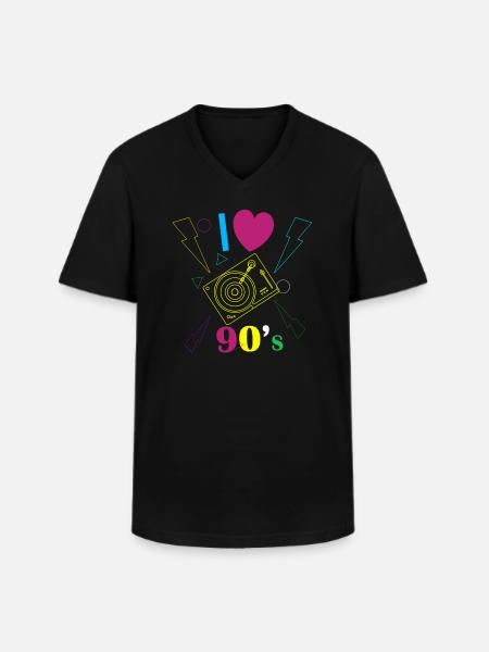 1990'erne 90'erne I Heart Nineties I Love the 90's Old - Klassisk herre T-shirt med V-udskæring - sort