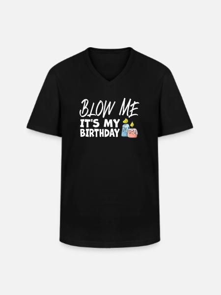 Soufflez-moi c’est mon anniversaire - T-shirt col V Homme - noir