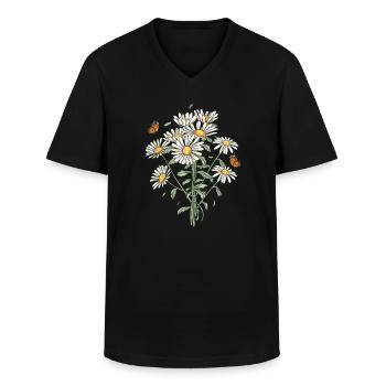 Marguerites Daisy Summer Daisies Flower Garden - Männer-T-Shirt mit V-Ausschnitt - Schwarz - Vorne - AI Model Male 178 dark (178cm)