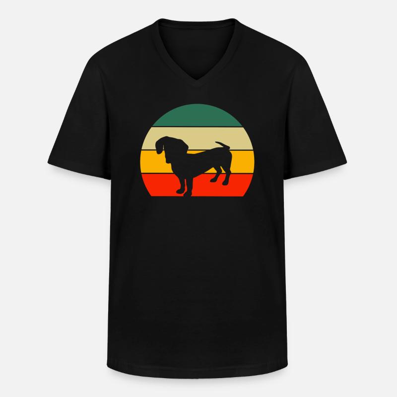 Retro Dackel - Männer-T-Shirt mit V-Ausschnitt - Schwarz