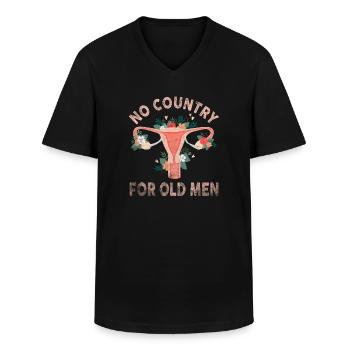No Country For Old Men Floral Uterus Feminist - Männer-T-Shirt mit V-Ausschnitt - Schwarz - Vorne - AI Model Male 178 dark (178cm)