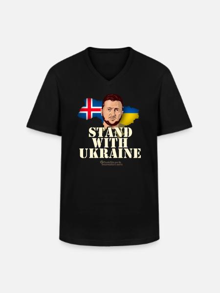 Iceland Stand with Ukraine - Men's V-Neck T-Shirt - black