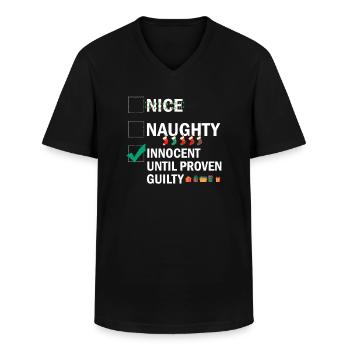 Nice Naughty Innocent Until Proven Guilty - Men's V-Neck T-Shirt - black - Front - AI Model Male 178 dark (178cm)