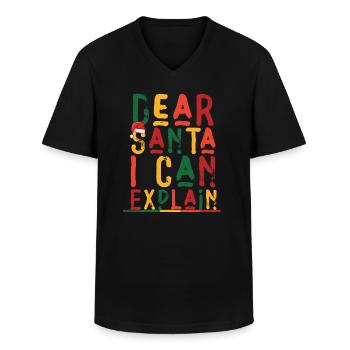 Dear Santa I Can Explain - Männer-T-Shirt mit V-Ausschnitt - Schwarz - Vorne - AI Model Male 178 dark (178cm)
