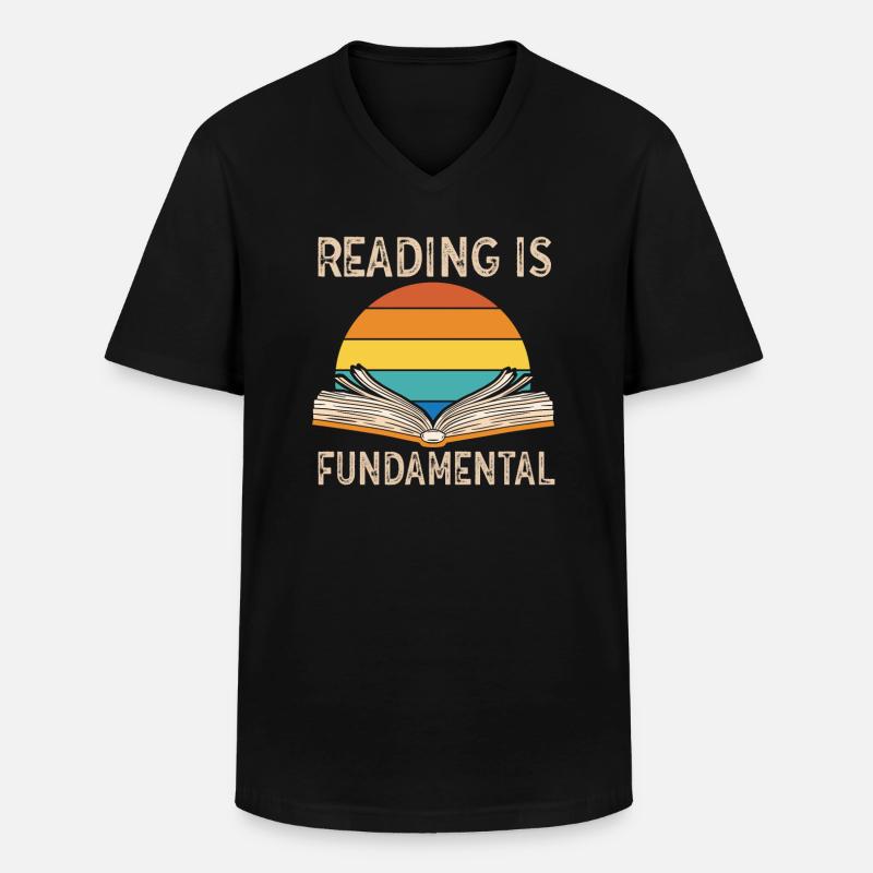 Reading Is Fundamental - Men's V-Neck T-Shirt - black