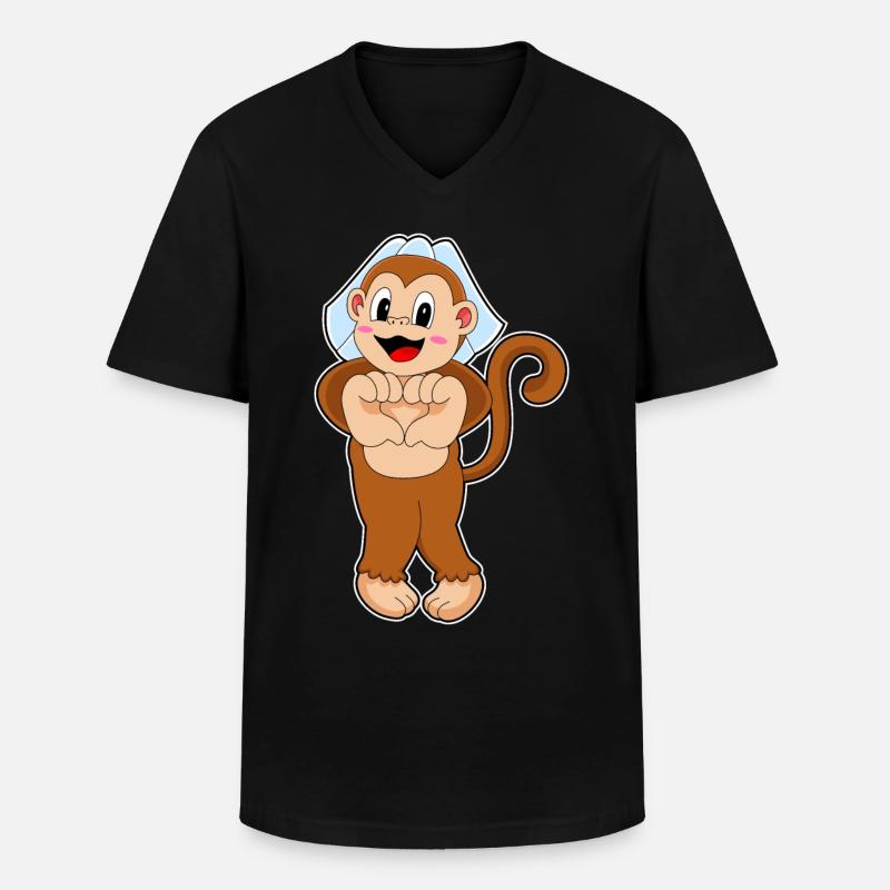 Monkey Bride Wedding - Men's V-Neck T-Shirt - black