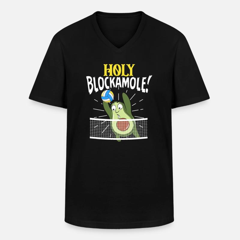 Holy Blockamole Volleyball Avocado - Männer-T-Shirt mit V-Ausschnitt - Schwarz