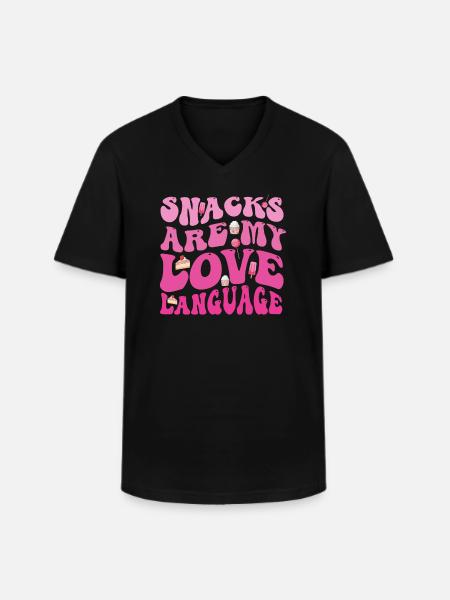Snacks sind meine Liebessprache - Männer-T-Shirt mit V-Ausschnitt - Schwarz