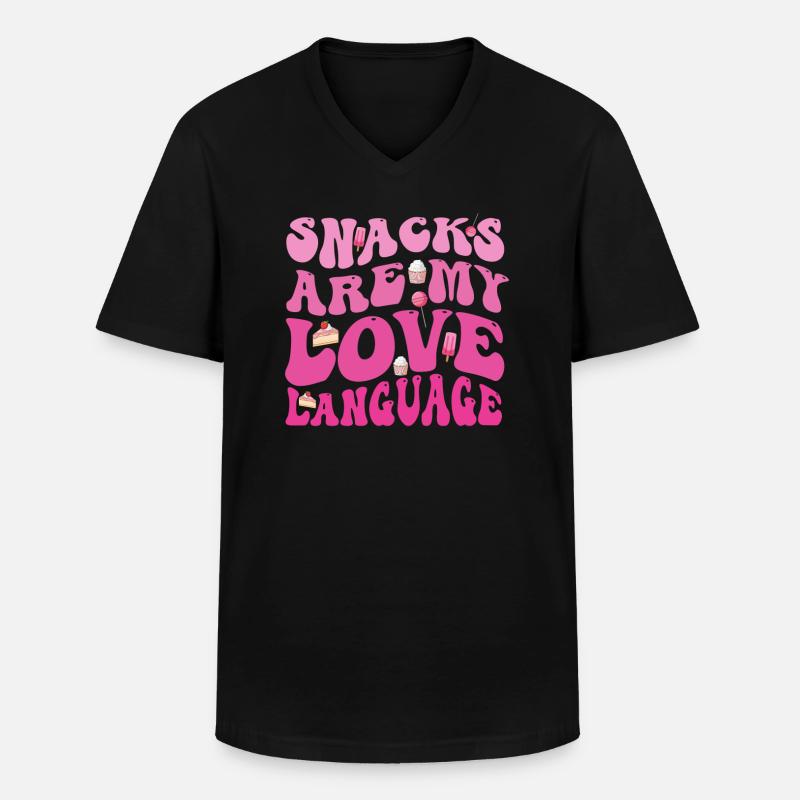 Snacks sind meine Liebessprache - Männer-T-Shirt mit V-Ausschnitt - Schwarz
