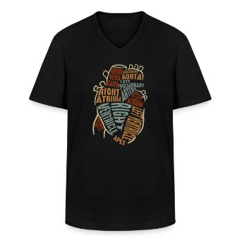 Parties du cœur - T-shirt col V Homme - noir - Devant - AI Model Male 178 dark (178cm)