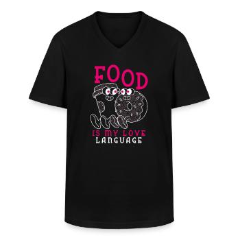 La nourriture est ma langue d’amour - T-shirt col V Homme - noir - Devant - AI Model Male 178 dark (178cm)