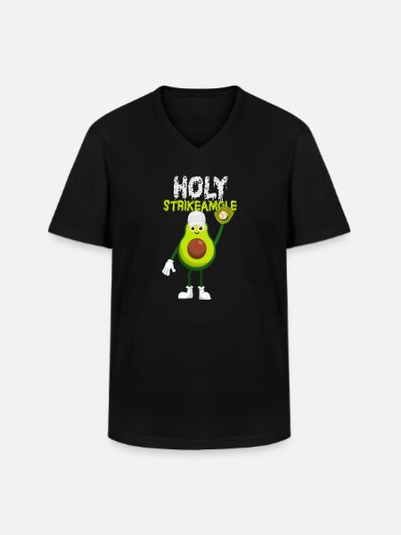 Holy Strikeamole Baseball Softball Avocado - Men's V-Neck T-Shirt - black