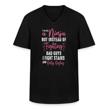 Like A Ninja Housewife - Men's V-Neck T-Shirt - black - Front - AI Model Male 178 dark (178cm)