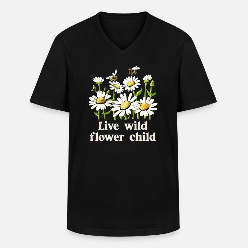 Margeriten Gänseblümchen Sommer Gänseblümchen Blumengarten - Männer-T-Shirt mit V-Ausschnitt - Schwarz