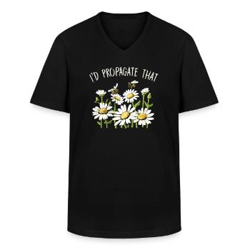Marguerites Marguerites d’été Marguerites Jardin de fleurs - T-shirt col V Homme - noir - Devant - AI Model Male 178 dark (178cm)