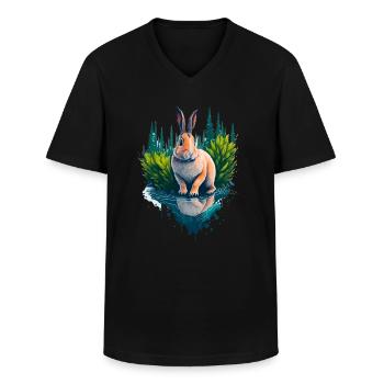 Schöne Illustration eines Kaninchens - Männer-T-Shirt mit V-Ausschnitt - Schwarz - Vorne - AI Model Male 178 dark (178cm)
