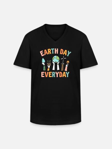 Earth Day Everyday Environmental Awareness - Men's V-Neck T-Shirt - black