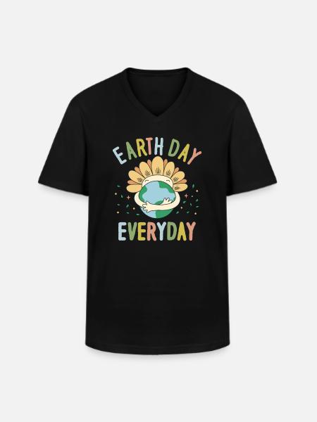 Earth Day Everyday Environmental Awareness - Men's V-Neck T-Shirt - black