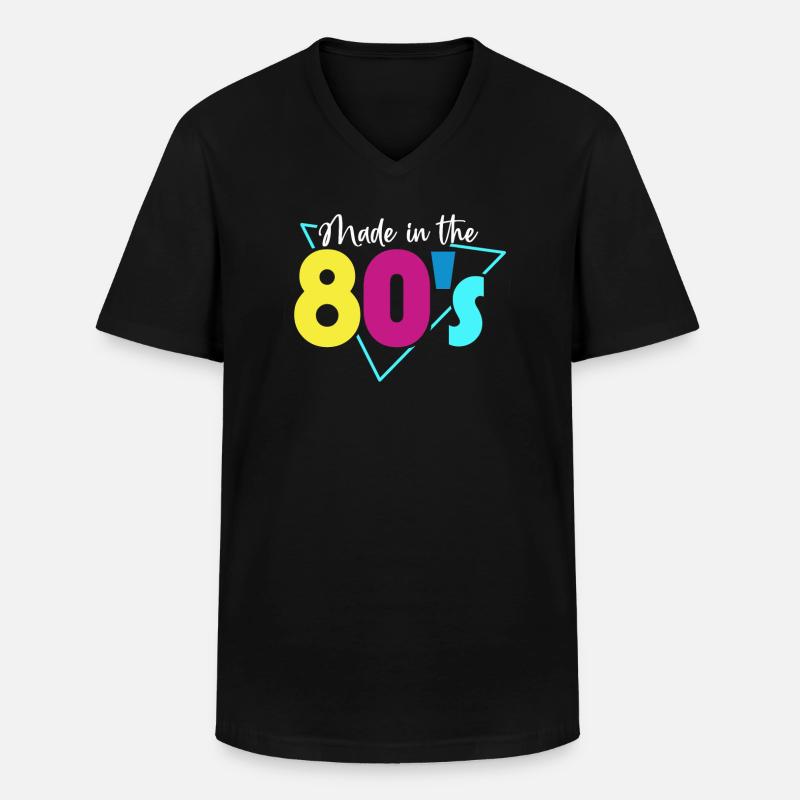 80er Die Musik der 80er - Männer-T-Shirt mit V-Ausschnitt - Schwarz