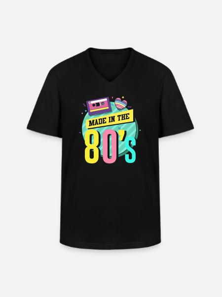 80's The 80s Music - Men's V-Neck T-Shirt - black