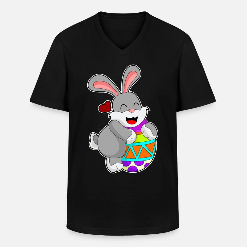 Hase Ei - Männer-T-Shirt mit V-Ausschnitt - Schwarz