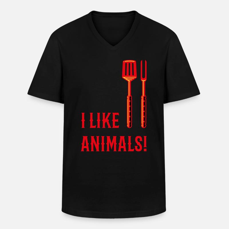 I Like Animals! (Grillbesteck / 3C) - Männer-T-Shirt mit V-Ausschnitt - Schwarz
