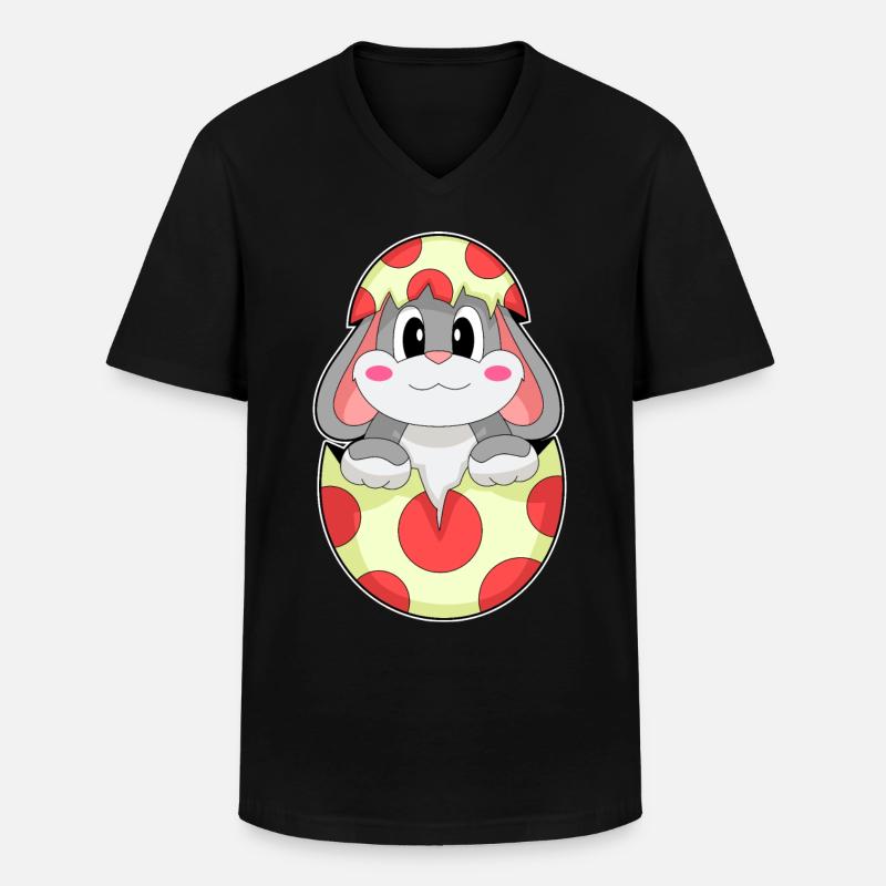 Hase Ei - Männer-T-Shirt mit V-Ausschnitt - Schwarz