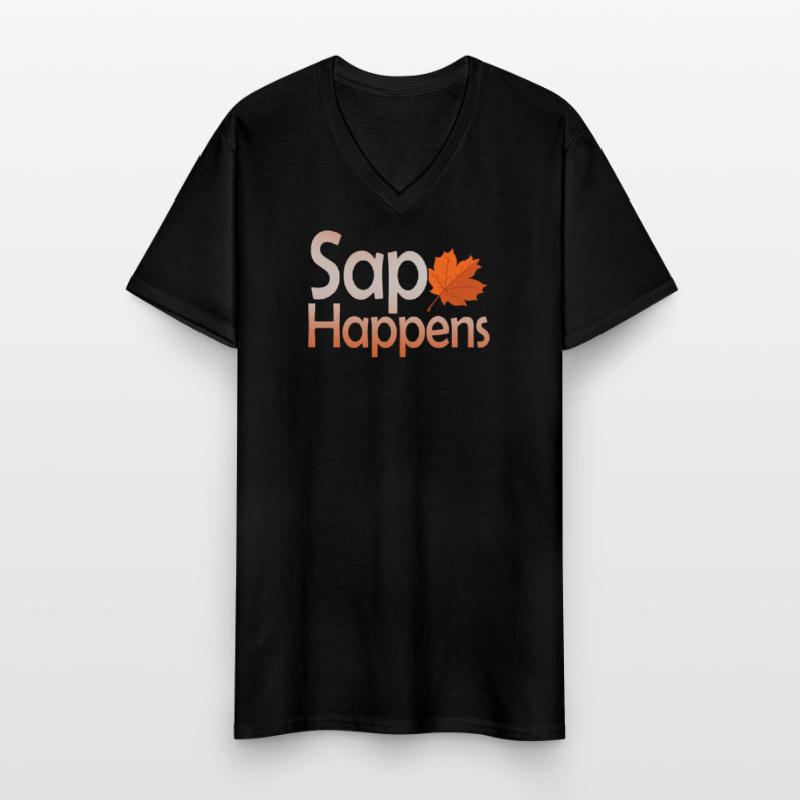 Maple Syrup Tree Tapping Funny Autumn Pancake Men's V-Neck T-Shirt