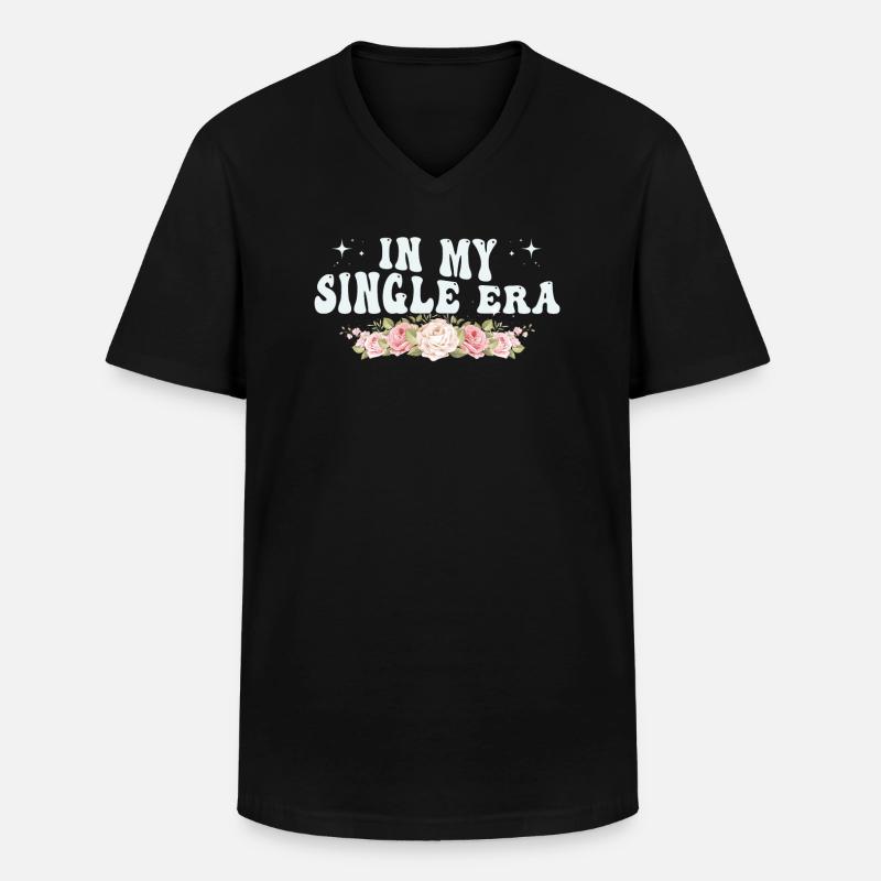 In meiner Single-Ära Lustiges Single-Leben - Männer-T-Shirt mit V-Ausschnitt - Schwarz