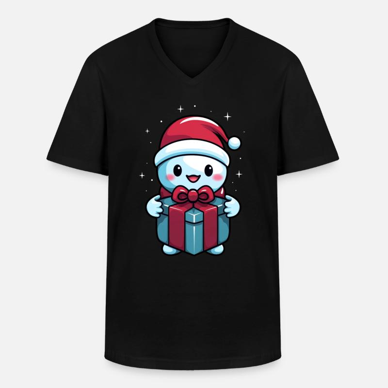 Lieblicher Schneeman - Männer-T-Shirt mit V-Ausschnitt - Schwarz